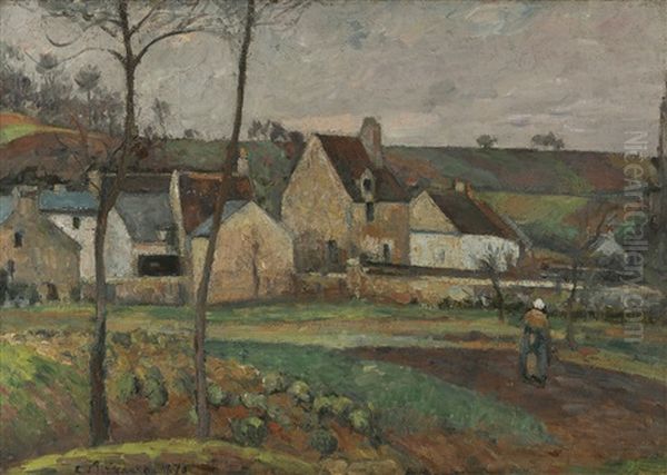 Paysage A L'hermitage, Pontoise (recto); La Baigneuse (verso) Oil Painting by Camille Pissarro