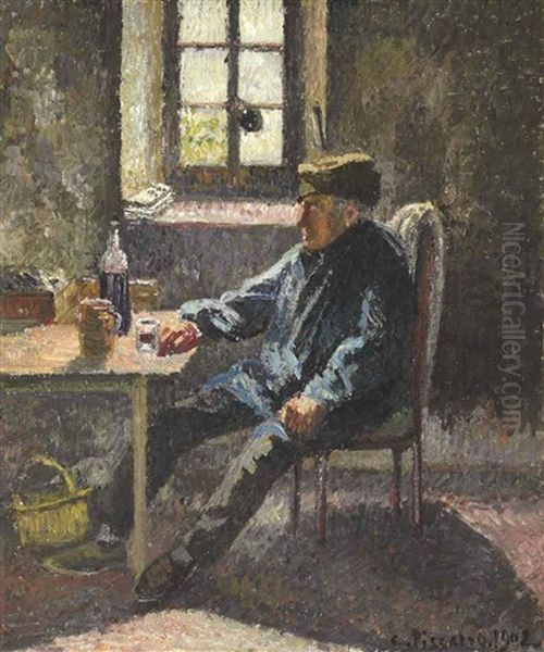 Vieux Vigneron, Moret Oil Painting by Camille Pissarro