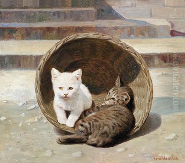 Gatti Nel Cesto Oil Painting by Nikolai Alekseevich Bogatov