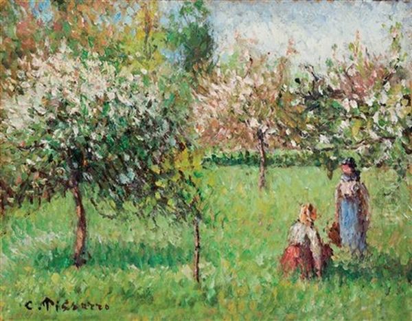 Pommiers En Fleurs, Eragny Oil Painting by Camille Pissarro