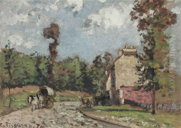 La Route De Versailles, Marly-le-roi Oil Painting by Camille Pissarro