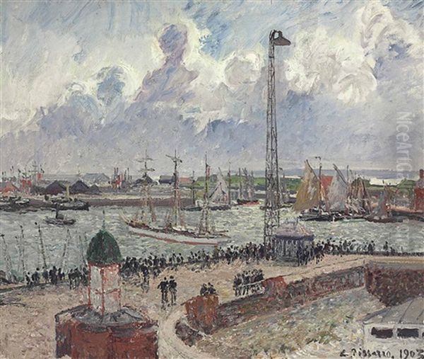 L'anse Des Pilotes Et Le Brise-lames Est, Le Havre Oil Painting by Camille Pissarro