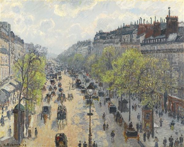 Le Boulevard Montmartre, Matinee De Printemps by Camille Pissarro