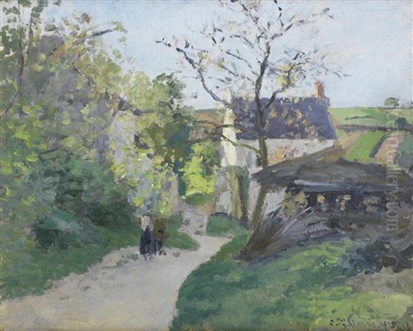 Le Grand Noyer A L'hermitage Oil Painting by Camille Pissarro