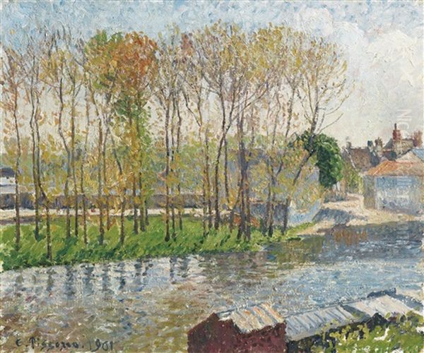 Bords Du Loing A Moret Oil Painting by Camille Pissarro