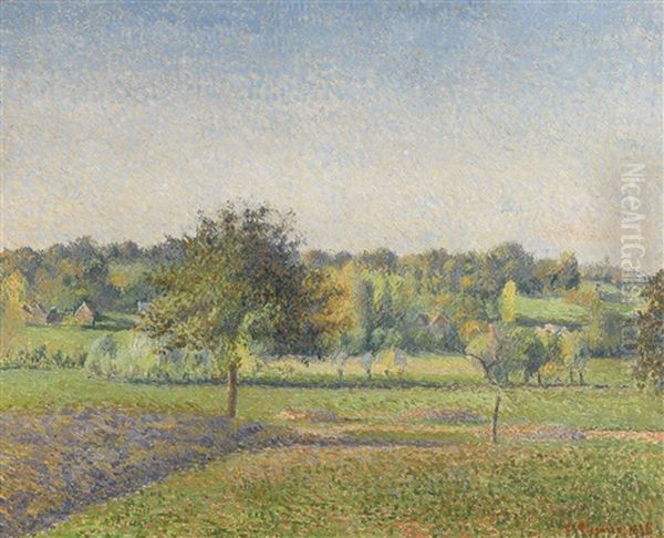 Prairie A Eragny Oil Painting by Camille Pissarro