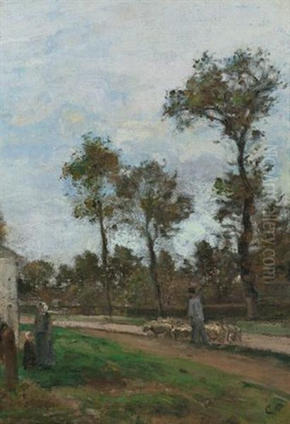 Route A Louveciennes Oil Painting by Camille Pissarro