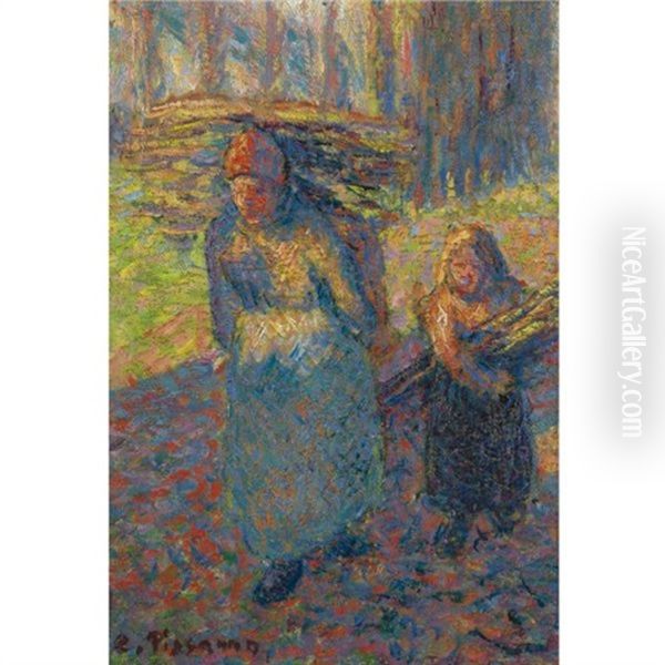 Les Ramasseuses De Fagots Oil Painting by Camille Pissarro