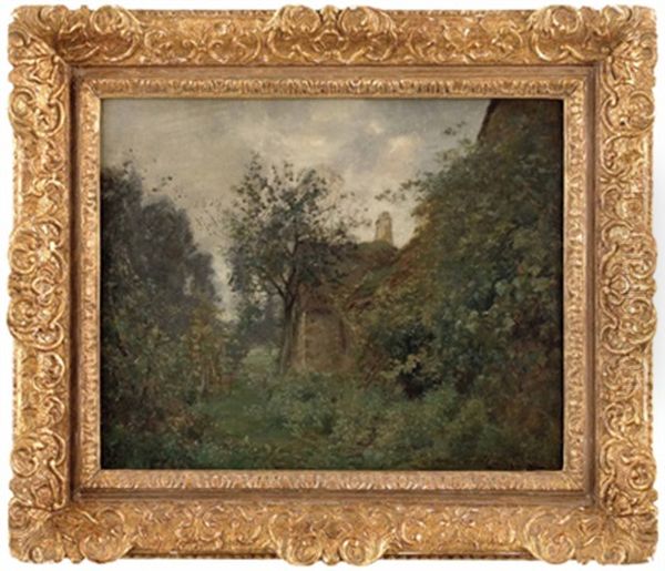 Bauerliches Gehoft In Landschaft Oil Painting by Camille Pissarro