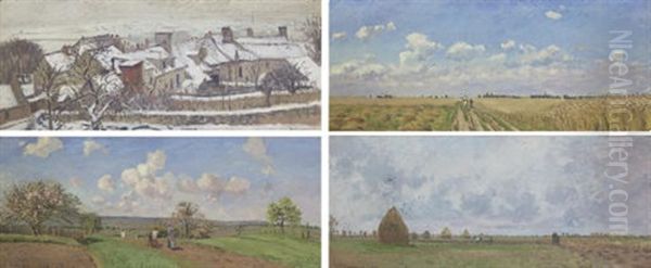 Les Quatre Saisons (set Of 4) Oil Painting by Camille Pissarro