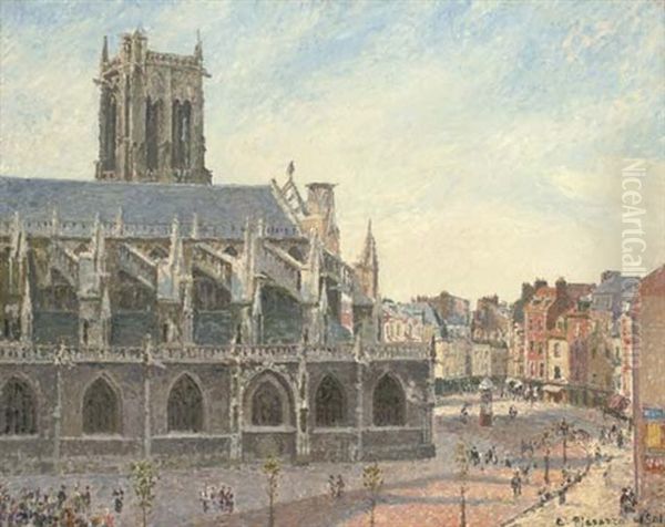 L'eglise Saint-jacques, Dieppe, Matin, Soleil Oil Painting by Camille Pissarro