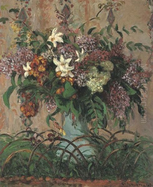 Bouquet De Lilas Oil Painting by Camille Pissarro