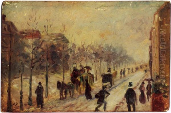 Les Boulevards Exterieurs, Effet De Neige Oil Painting by Camille Pissarro