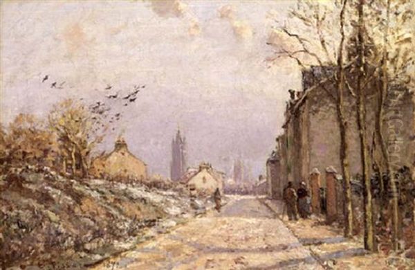 La Route, Effet D'hiver Oil Painting by Camille Pissarro