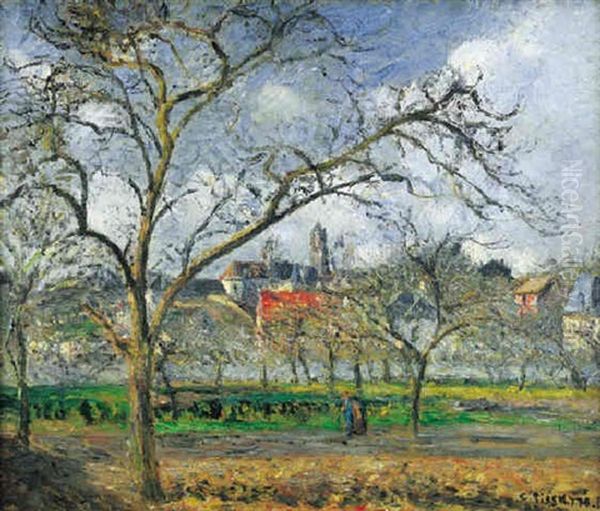 Un Verger A Pontoise En Hiver Oil Painting by Camille Pissarro