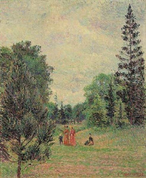 Jardin De Kew, Le Carrefour Pres De L'etang Oil Painting by Camille Pissarro