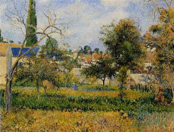 Jardins Potagers, Pontoise Oil Painting by Camille Pissarro