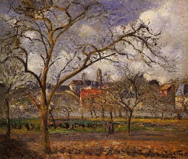 Un Verger A Pontoise En Hiver Oil Painting by Camille Pissarro