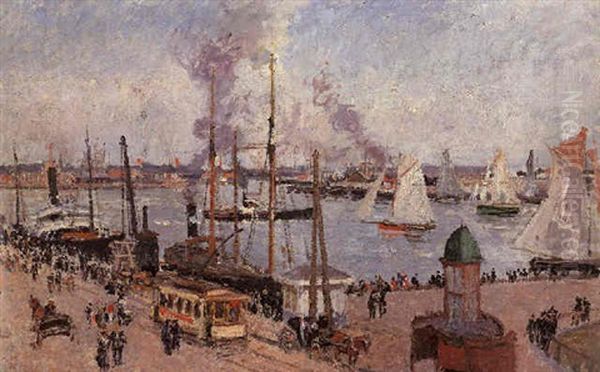 Port Du Havre, Maree Haute Oil Painting by Camille Pissarro