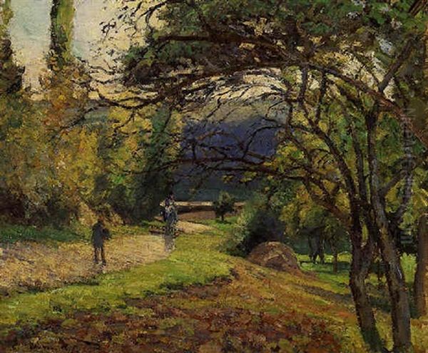 Paysage Sous Bois A Pontoise Oil Painting by Camille Pissarro