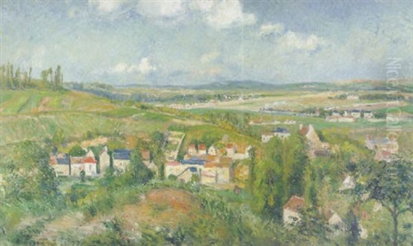 Vue D'auvers (le Valhermeil) Oil Painting by Camille Pissarro