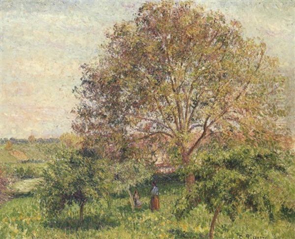 Le Noyer Au Printemps, Eragny Oil Painting by Camille Pissarro