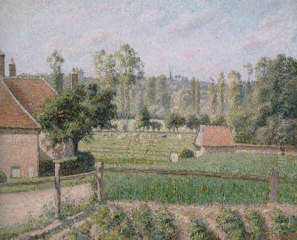 Prairie A Eragny Oil Painting by Camille Pissarro