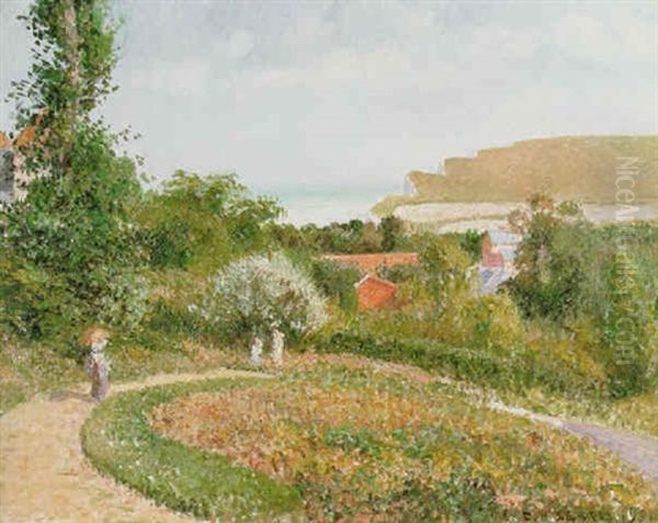 Le Jardin De L'hotel Berneval Oil Painting by Camille Pissarro