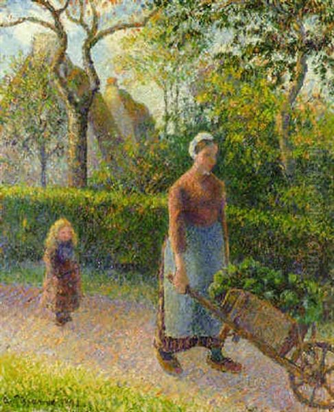 Femme A La Brouette Oil Painting by Camille Pissarro