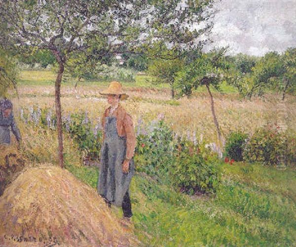 Temps Gris, Matin Avec Figures, Eragny Oil Painting by Camille Pissarro