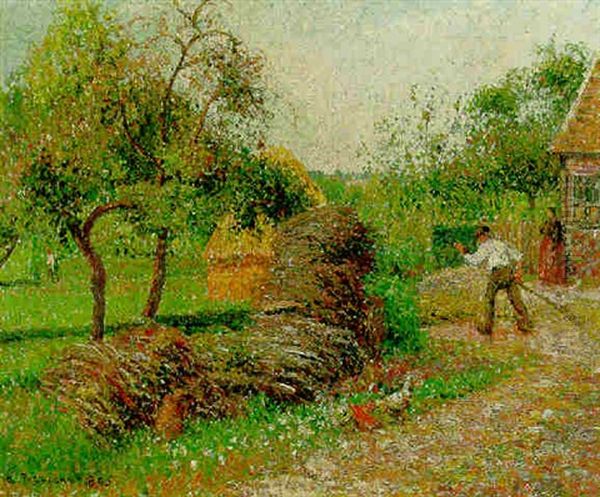 La Cour De La Mere Lucien, Eragny Oil Painting by Camille Pissarro