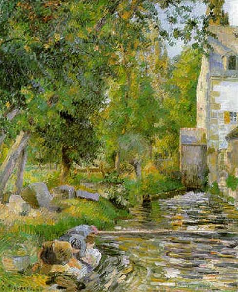 Lavoir Et Moulin D'osny (pontoise) Oil Painting by Camille Pissarro