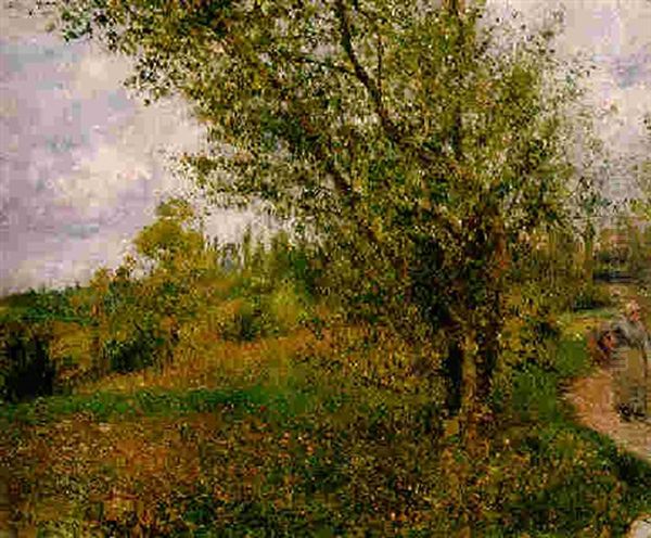 Paysage A Pontoise, A Travers Les Champs Oil Painting by Camille Pissarro