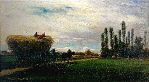 La Charrette De Foin Oil Painting by Camille Pissarro