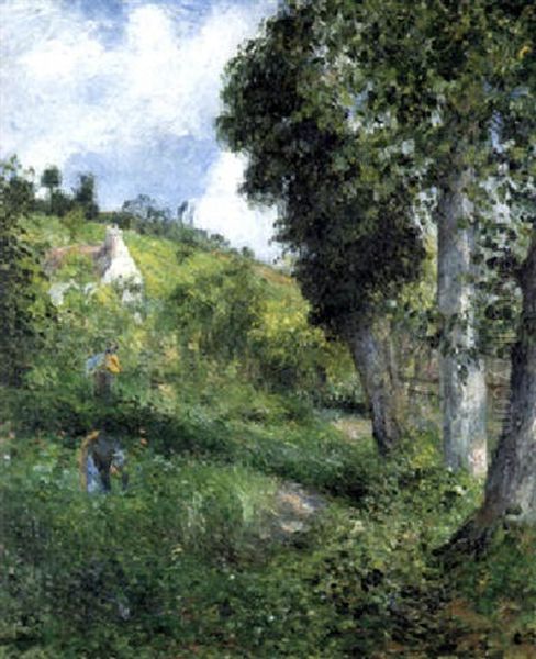 Paysage 'au Chou' Pres De Pontoise Oil Painting by Camille Pissarro