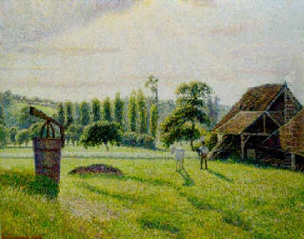 Briqueterie A Eragny Oil Painting by Camille Pissarro