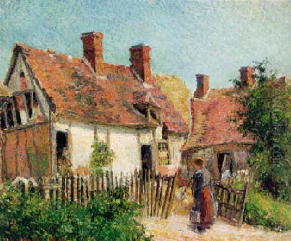 Vieilles Maisons A Eragny Oil Painting by Camille Pissarro