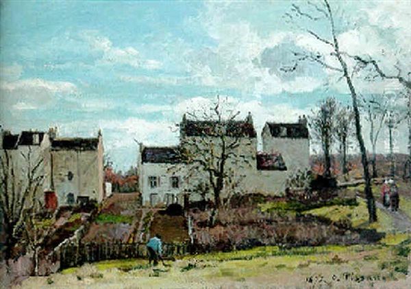 Printemps A Pontoise Oil Painting by Camille Pissarro