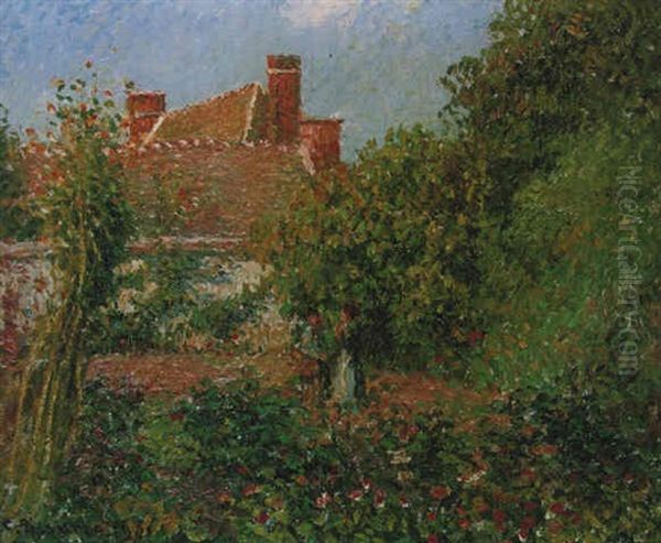 Jardin Potager A Eragny, Apres-midi Oil Painting by Camille Pissarro