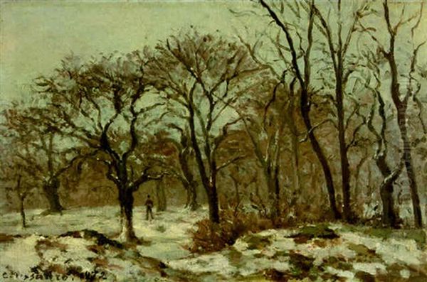 Bois De Chataigniers En Hiver, Louveciennes Oil Painting by Camille Pissarro