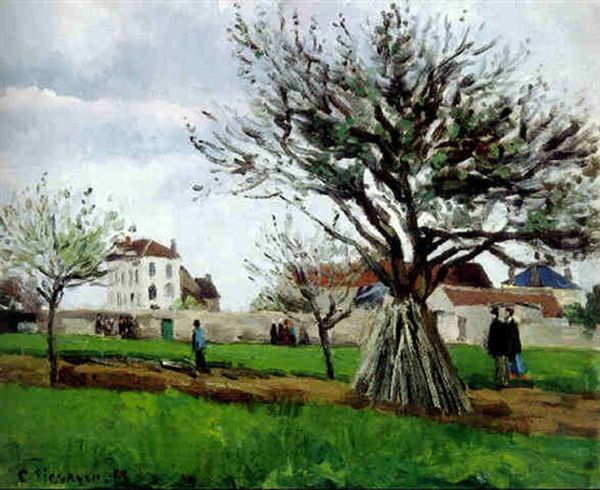 Pommiers A Pontoise (la Maison Du Pere Gallien) Oil Painting by Camille Pissarro