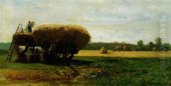 La Moisson Oil Painting by Camille Pissarro