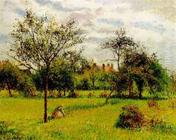 Matin, Soleil D'automme A Eragny Oil Painting by Camille Pissarro