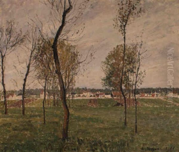 La Prairie De Moret Oil Painting by Camille Pissarro