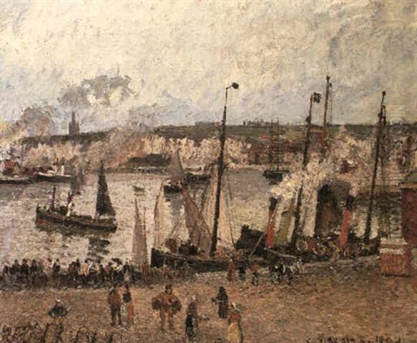 Matin, Effet De Pluie, Avant-port De Dieppe Oil Painting by Camille Pissarro