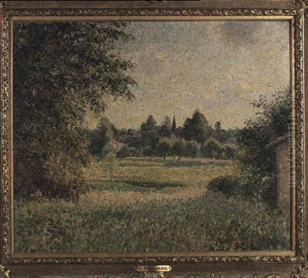 Vue De Bazincourt Oil Painting by Camille Pissarro