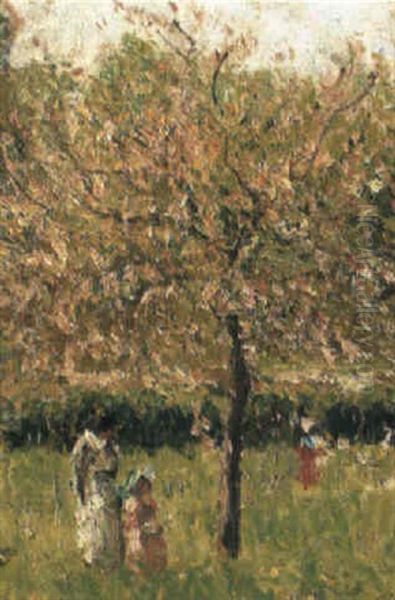 Printemps A Eragny Oil Painting by Camille Pissarro