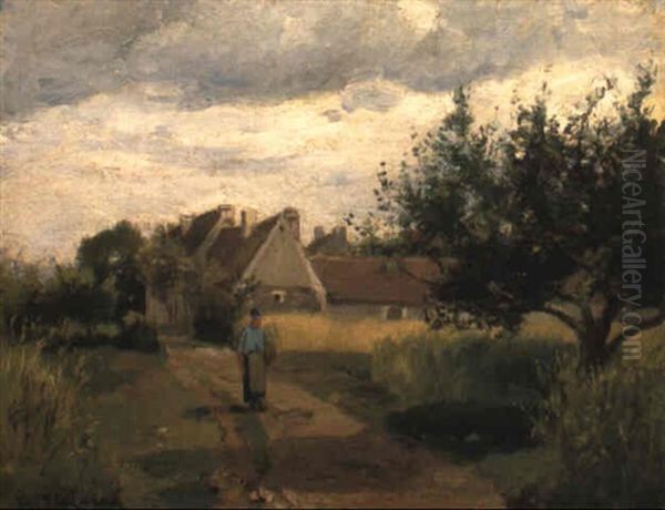 Entree D'un Village Oil Painting by Camille Pissarro