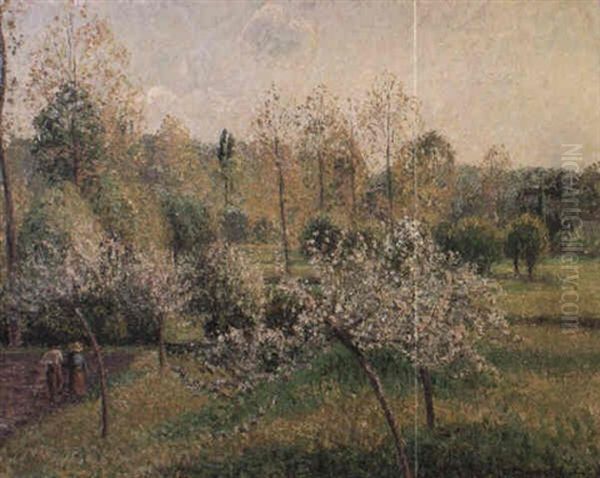 Pommiers En Fleurs, Eragny Oil Painting by Camille Pissarro