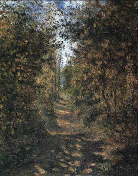 Sentier Dans Les Bois . Pontoise Oil Painting by Camille Pissarro